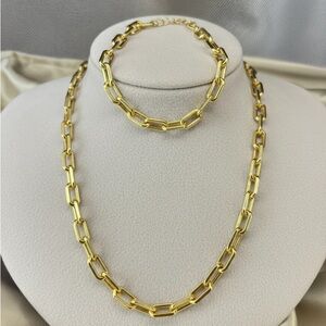 18K Solid Gold Paperclip Necklace & Bracelet Set | Bellamare Jewelry